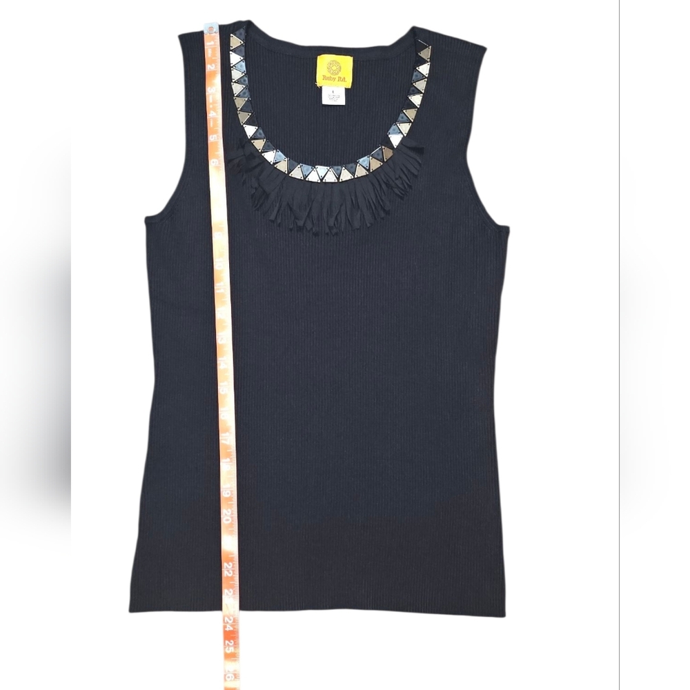 Ruby Rd Beaded & Fringe Neckline Tanktop - Picture 5 of 10